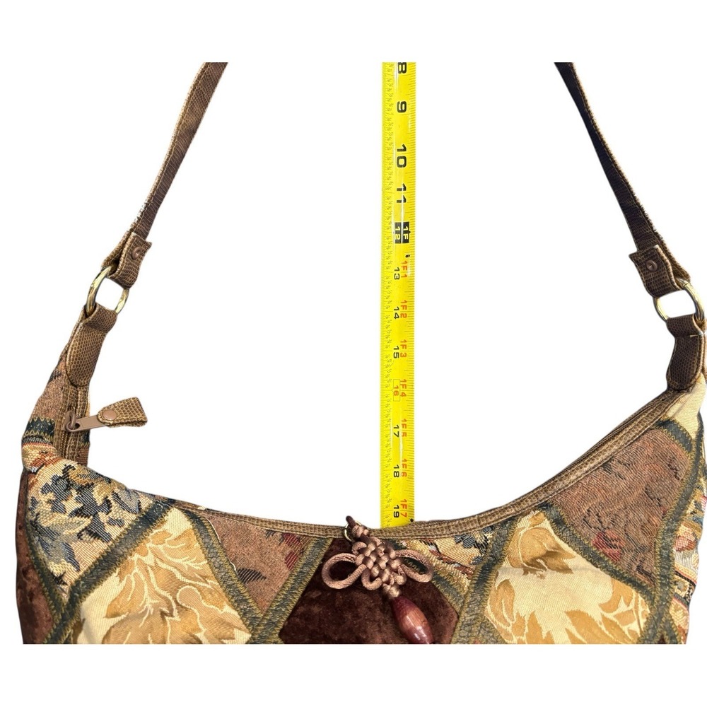 Vintage Boho Patchwork Tapestry Hobo Shoulder Bag Earth Tones Y2K Handmade Large - Picture 13 of 16